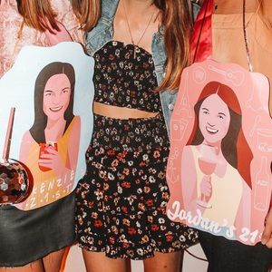 Black Floral Free People Set